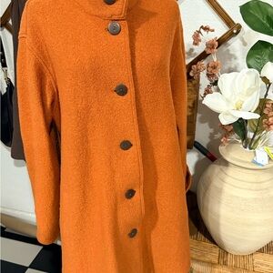 J. Jill Orange Button-Up Coat